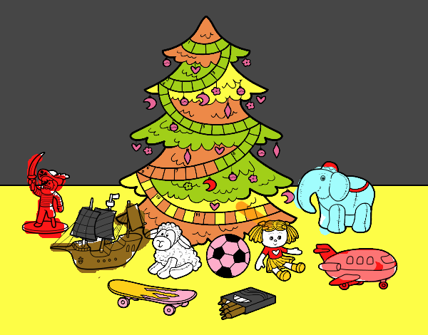 Árbol de Navidad y juguetes