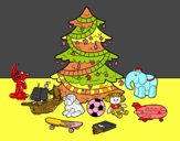 Árbol de Navidad y juguetes