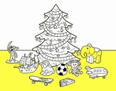 Árbol de Navidad y juguetes