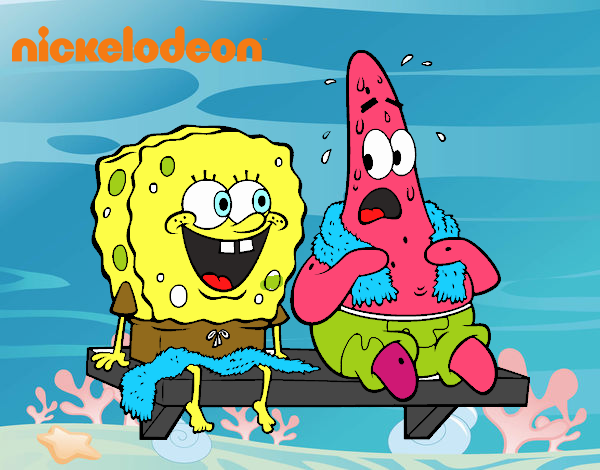 Bob Esponja y Patricio en bañador