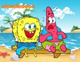 Bob Esponja y Patricio en bañador