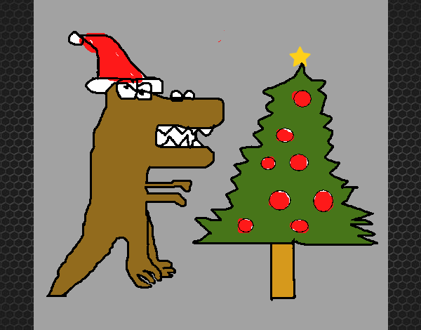 Dinosaurio en Navidad