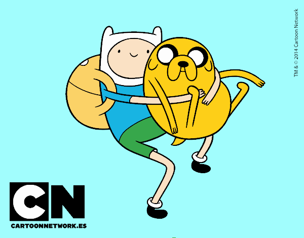 Finn y Jake abrazados