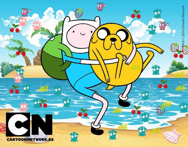 Finn y Jake abrazados