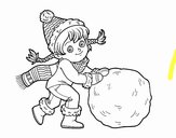 Niña con gran bola de nieve