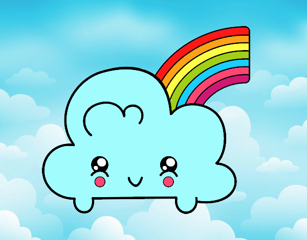 Nube con arco iris kawaii