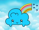 Nube con arco iris kawaii