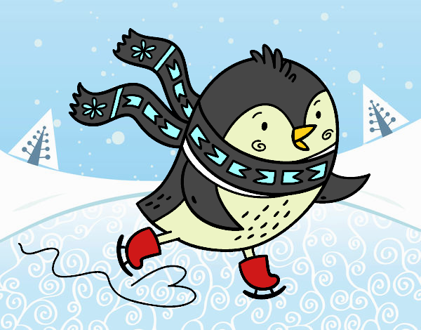 Pingüino patinando.