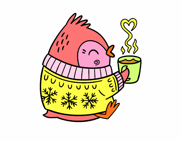 Pajarito tomando un té