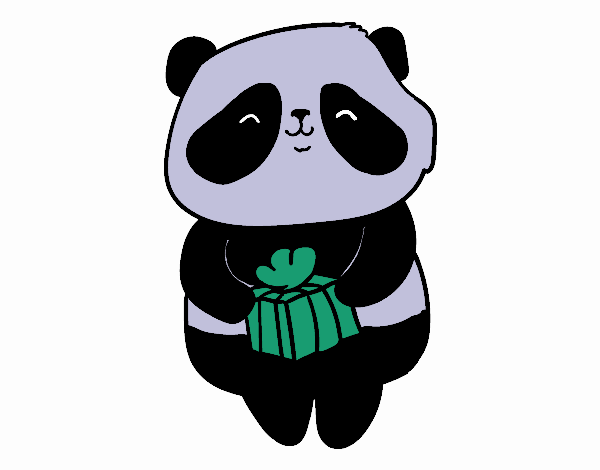 osito panda con un regalo