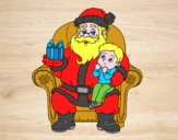 Papá Noel y niño en Navidad