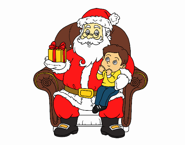 Papá Noel y niño en Navidad