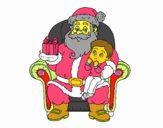 Papá Noel y niño en Navidad