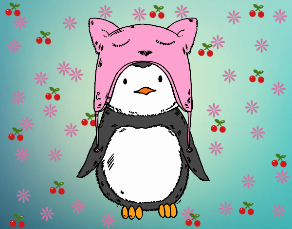 Pingüino con gorrito divertido