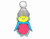 Pingüino con gorro de invierno