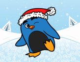 Pingüino con gorro de Navidad