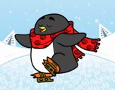 Pingüino patinando sobre hielo