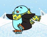 Pingüino patinando sobre hielo