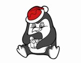 Un pingüino con regalo de Navidad