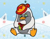 Un pingüino con regalo de Navidad