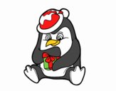 Un pingüino con regalo de Navidad