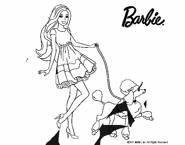 Barbie paseando a su mascota