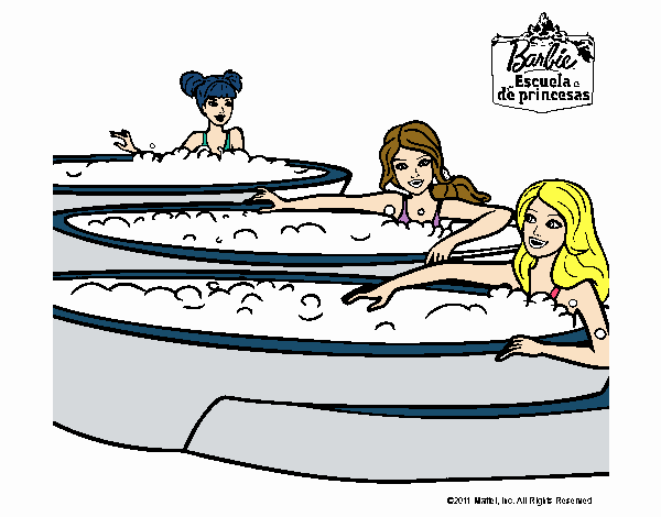 Barbie y sus amigas en el jacuzzi