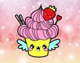 Cupcake kawaii con fresa