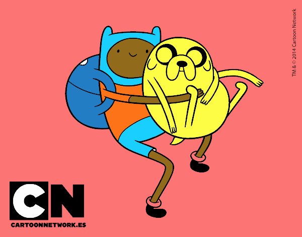 Finn y Jake abrazados