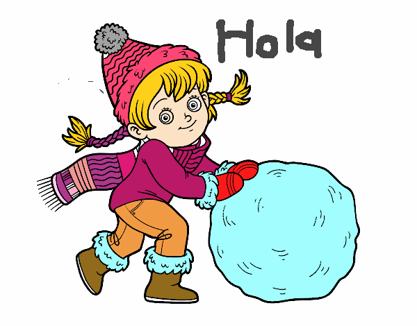 Niña con gran bola de nieve