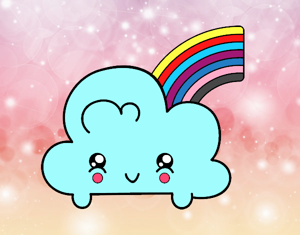 Nube con arco iris kawaii