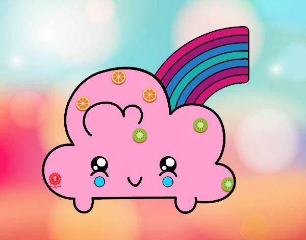 Nube con arco iris kawaii