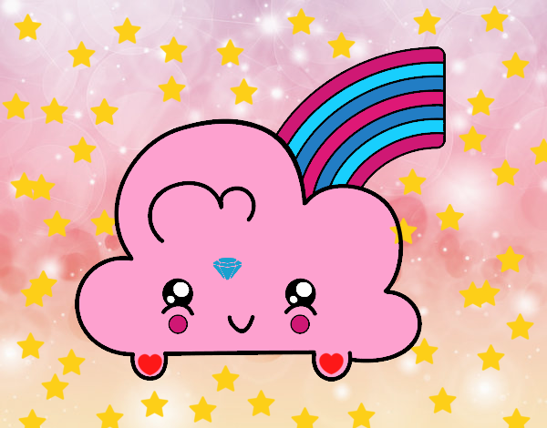 Nube con arco iris kawaii