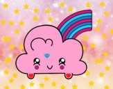 Nube con arco iris kawaii