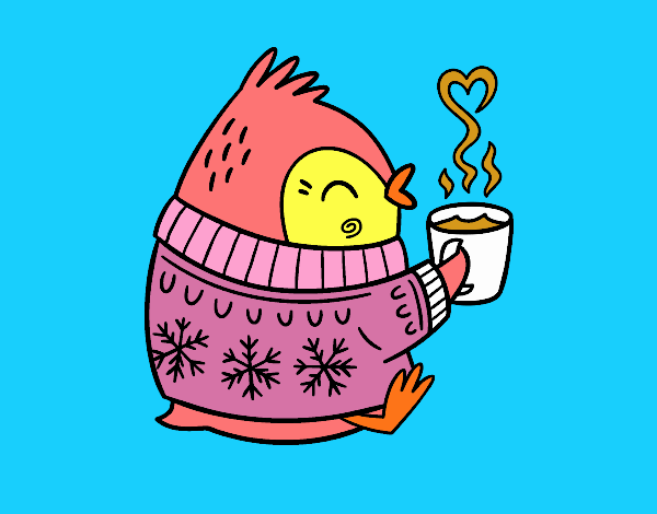 Pajarito tomando un té