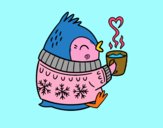 Pajarito tomando un té