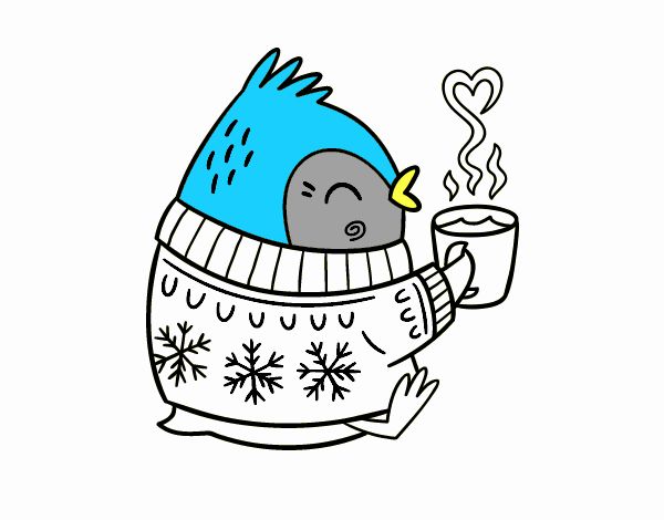 Pajarito tomando un té