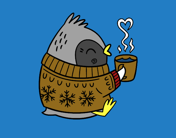 Pajarito tomando un té