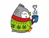 Pajarito tomando un té