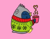 Pajarito tomando un té