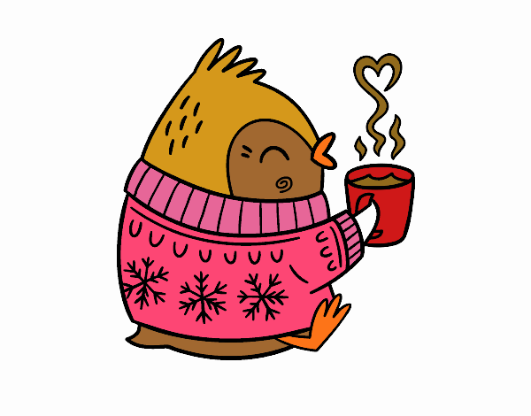 Pajarito tomando un té