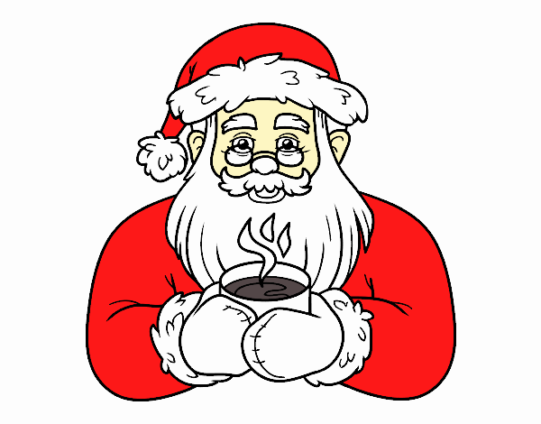 Papá Noel con taza de café