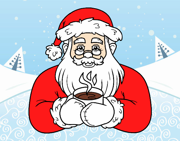 Papá Noel con taza de café