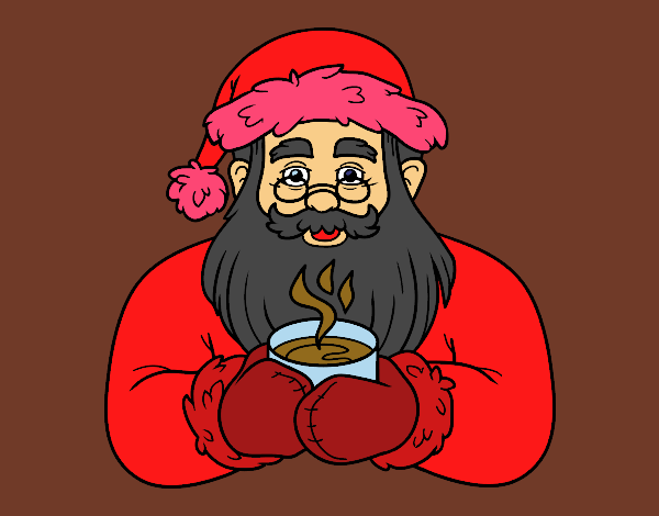 Papá Noel con taza de café