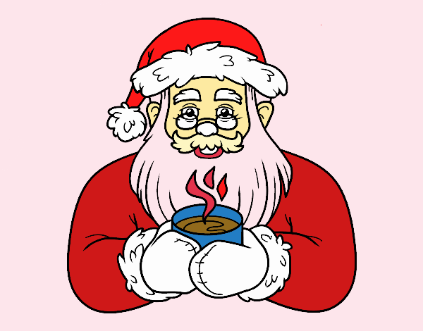 Papá Noel con taza de café