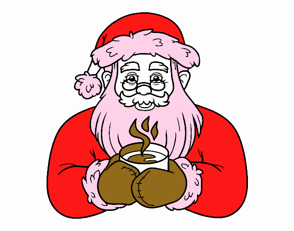 Papá Noel con taza de café