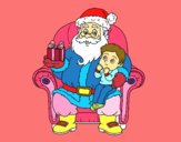 Papá Noel y niño en Navidad