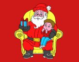 Papá Noel y niño en Navidad