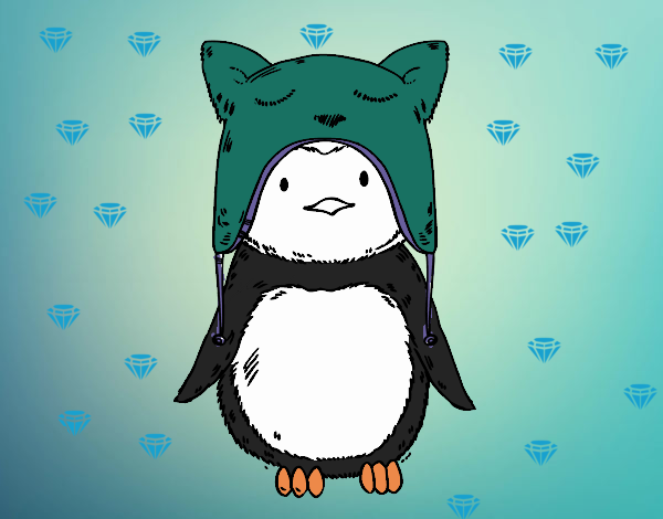 Pingüino con gorrito divertido