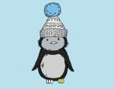 Pingüino con gorro de invierno